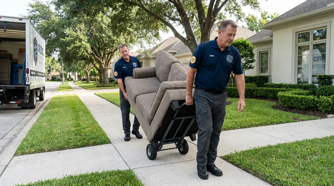 Local residential moving crew loading furniture in Little Falls, NY